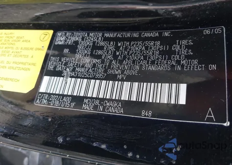 2005 Lexus Rx 330 z USA, uszkodzony, nr VIN 2T2HA31U25C079957